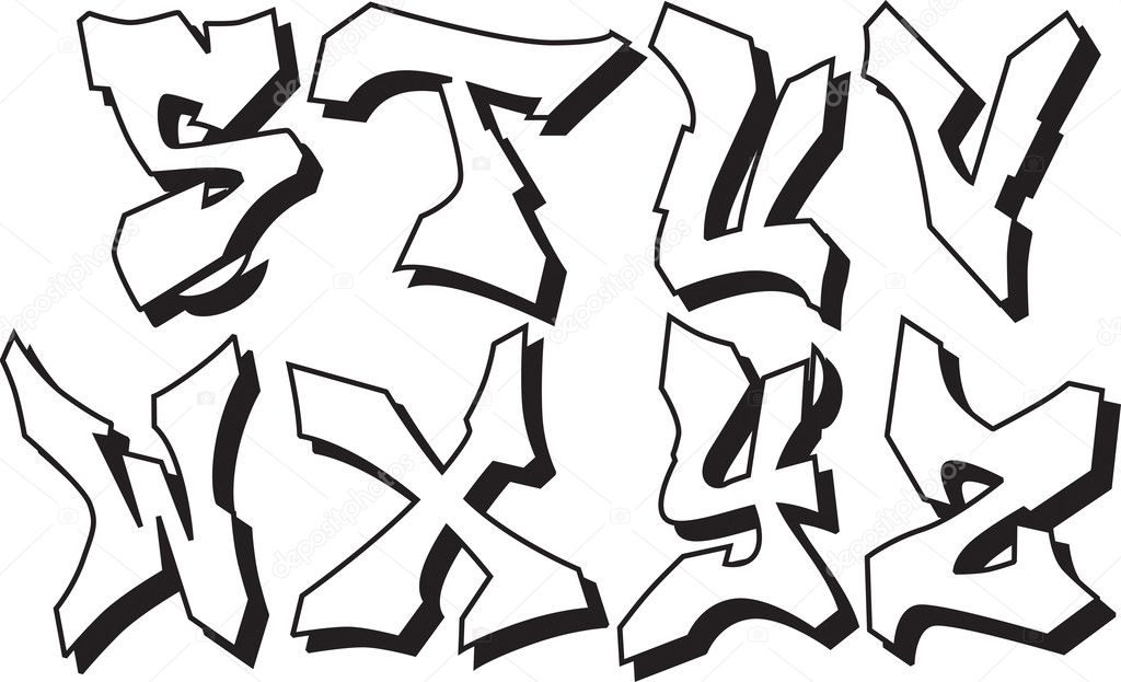 Vector graffiti alphabet part 3