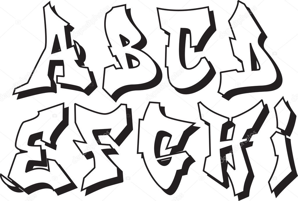 Vector graffiti alphabet part 1