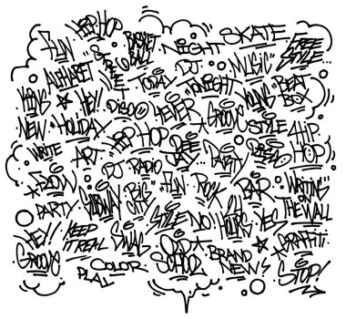 birden çok Kentsel Sanat ve grafiti etiketleri, sloganlar, süslemeleri. vektör