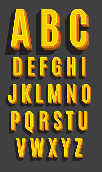 Vector retro type font. Vintage alphabet