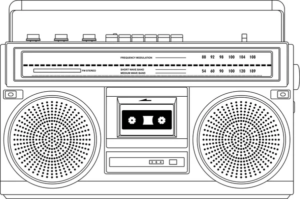 Vintage cassetterecorder, ghettoblaster of boombox. vector — Stockvector