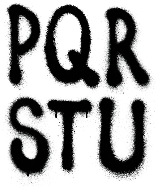 Tipo de letra de pintura en aerosol de graffiti detallado (parte 3). Alfabeto vectorial — Vector de stock