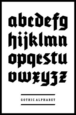 vektör gothic yazı alfabesi tipi