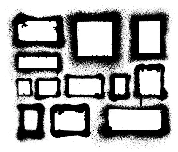 Conjunto vectorial de marcos y bordes de pintura en aerosol detallados — Archivo Imágenes Vectoriales