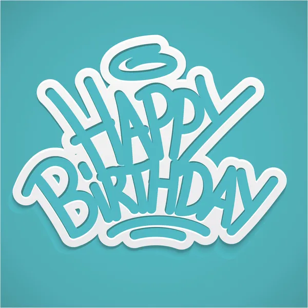 Happy birthday alligraphy label lettering card — Stock Vector