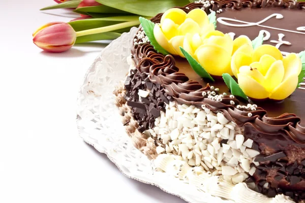 Čokoládový narozeninový dort — Stock fotografie