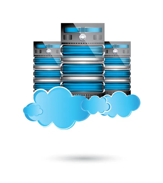 Szerverek datacenter, cloud computing koncepció — Stock Vector