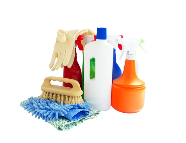 Fehér alapon izolált tisztítószerek — Stock Fotó