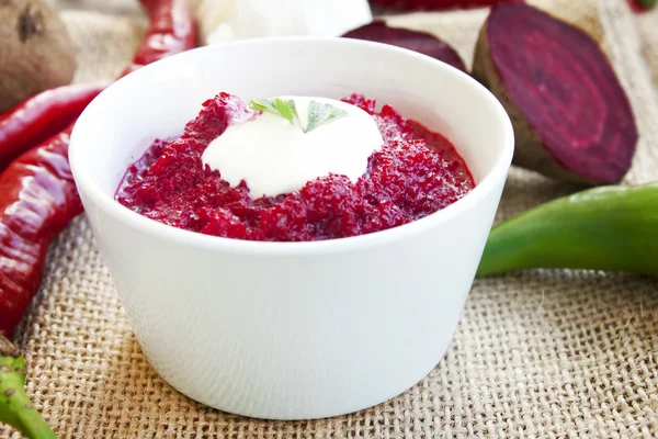 Beetroot salad with cream — Stock Photo, Image