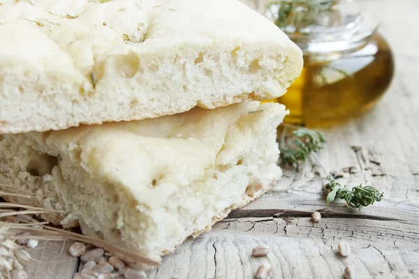 Focaccia with olive oil — Stock Photo, Image