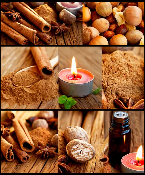 Spices collection collage — Stock Photo, Image