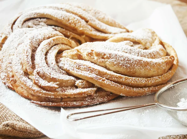Sweet Bread Braided With Powdered Sugar — Stock Photo, Image