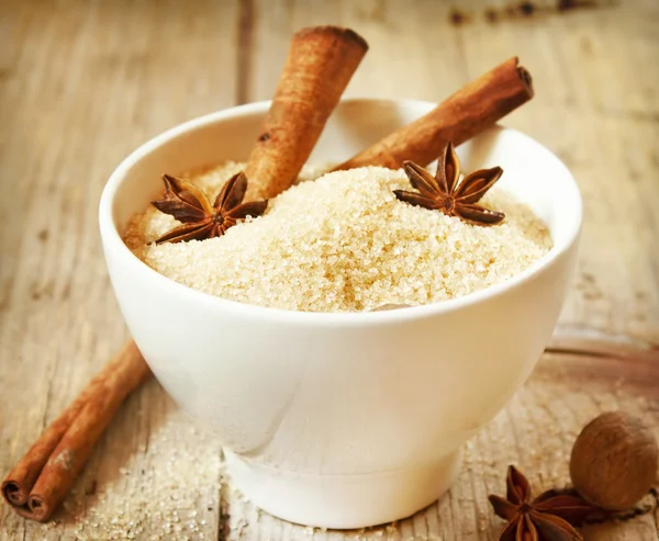 Brown Sugar with Spices — Stock Photo, Image