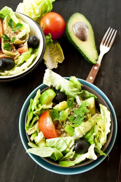 Hälsosamma vegetabiliska sallader — Stockfoto