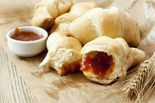 Croissants with Apricot Jam — Stock Photo, Image