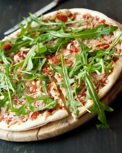 Slice of Pizza Margherita with Arugula — Stock Photo, Image