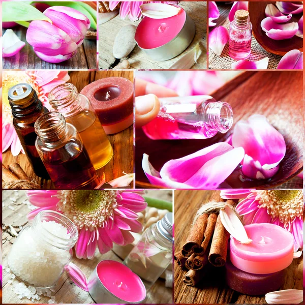 Aromatherapy Collage.Spa Essences Settlement — Stock Photo, Image