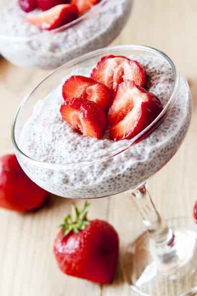 Chia Pudding with Strawberry — Stock Photo, Image