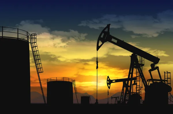 Валет нефтяного насоса и нефтяной бак — стоковое фото