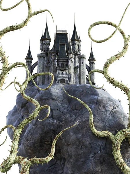 Fairytale Castle Thorny Vines Illustration — Stock Photo, Image