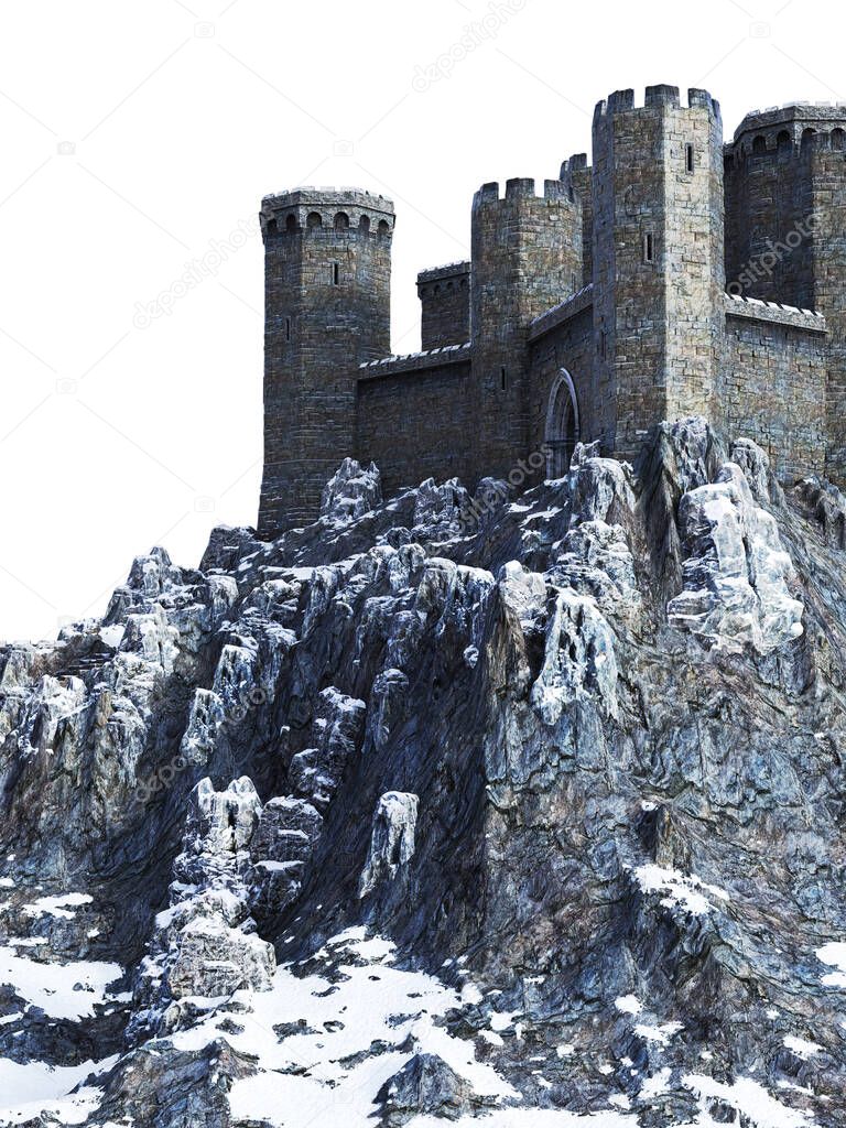 Castle side view illustration against white background