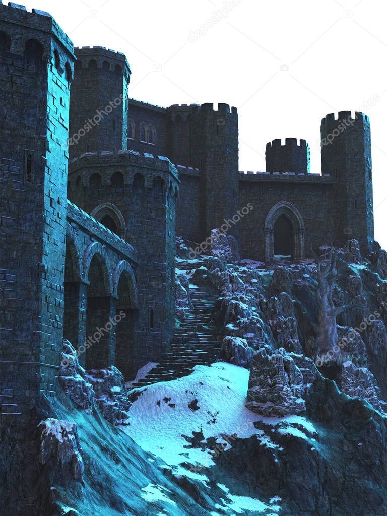 Dark shadowy castle illustration