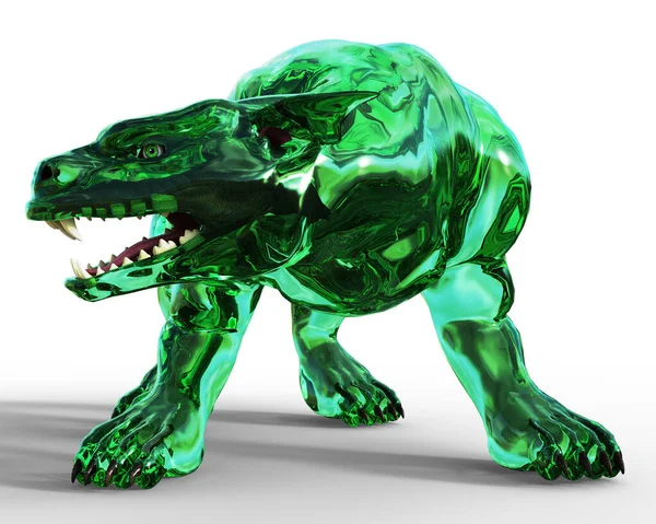 Gargoyle Hund Grönt Glas Staty Huvud Till Sida Illustration — Stockfoto