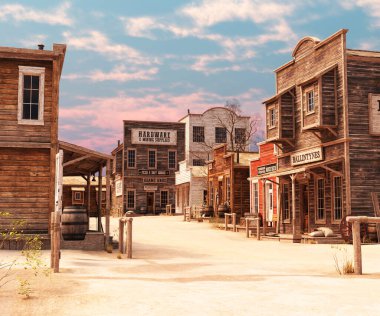 illustration of downtown western settlement render clipart