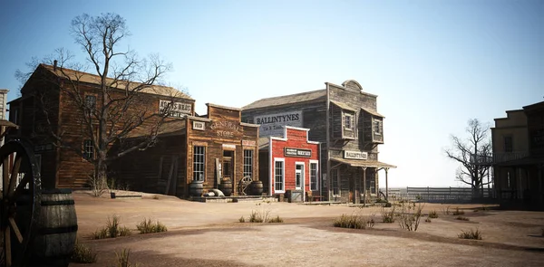 Illustration Weathered Western Town Render — Stock Photo, Image