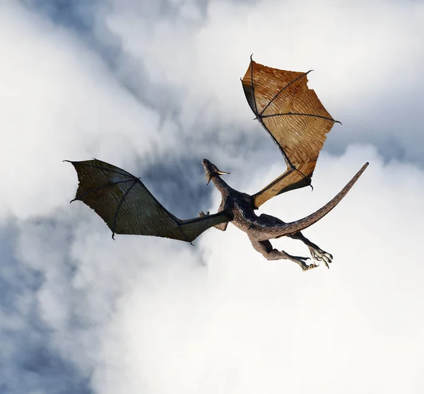 Fliegender Drache Über Wolken Illustration — Stockfoto