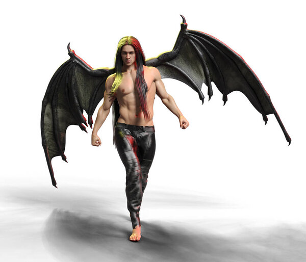 Крылатый ангел-демон или иллюстрация дьявола