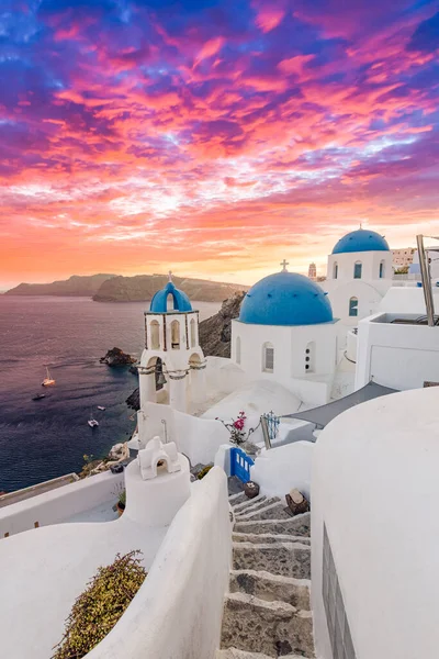 Europe Summer Destination Traveling Concept Sunny Scenic Famous Landscape Santorini — 스톡 사진