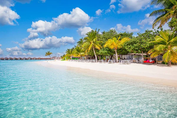 Beste Sommer Strandlandschaft Ruhige Tropische Insel Paradiesische Küste Lagune Horizont — Stockfoto