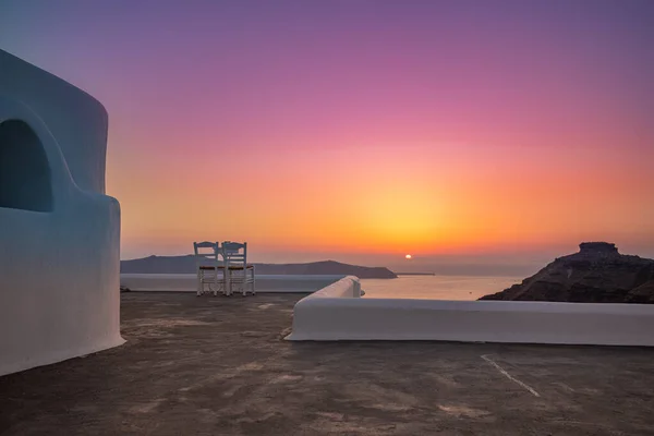 Santorin Bei Sonnenuntergang Griechenland — Stockfoto