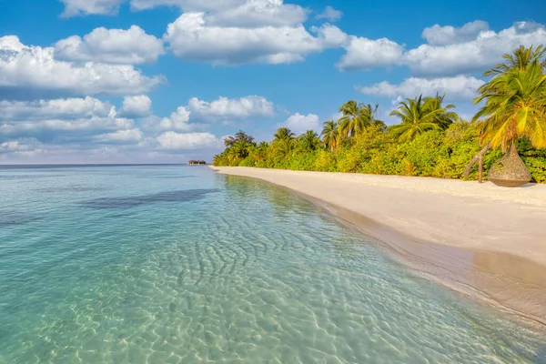 Paesaggio Tropicale Del Paesaggio Estivo Sabbia Bianca Con Palme Destinazione — Foto Stock