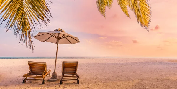Tropische Strand Zonsondergang Als Zomer Landschap Met Luxe Resort Strand — Stockfoto