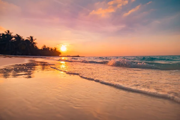 Vackra Havet Stranden Vid Solnedgången — Stockfoto