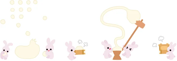 Кролики пекут рисовые пироги — стоковый вектор