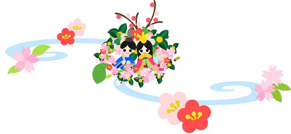 Mädchenfest "Nagashibina" (schwimmende Puppe))" — Stockvektor