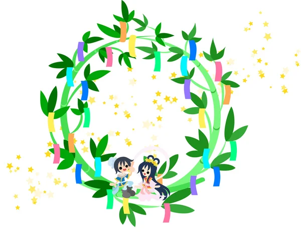 A Star Festival wreath — Stock Vector