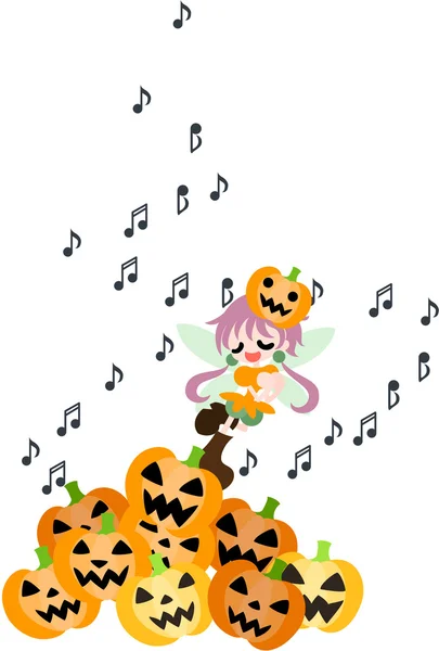 A fairy of the Halloween is singing a song. — Stock Vector
