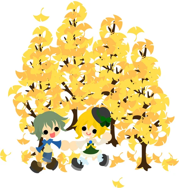 Bajo el árbol del ginkgo-2 — Vector de stock