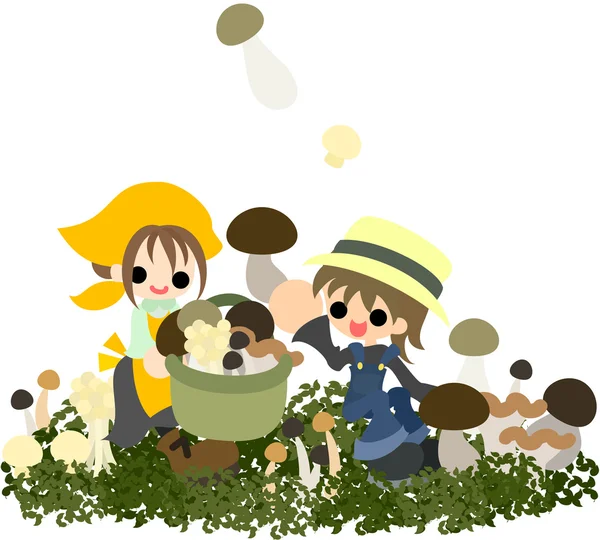 Mushroom gathering — Stock Vector