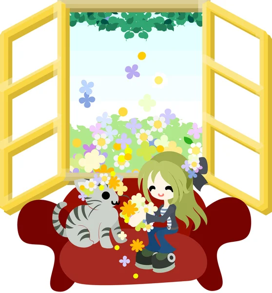 bir yavru kedi ve çelenk