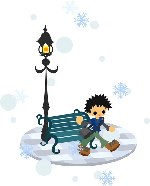 In the winter town — Stock Vector