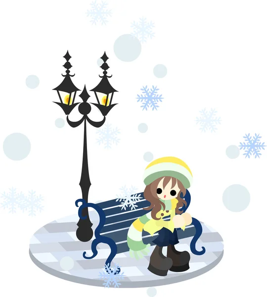 Waiting in the snowy day — Stock Vector