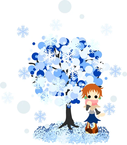 Winter tree-4 — Stock Vector