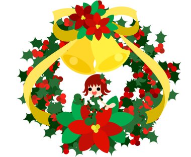 bir peri yeşil Noel çelenk