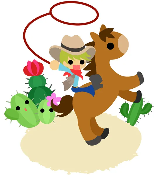Horses and People "A Cowboy" — Stock Vector