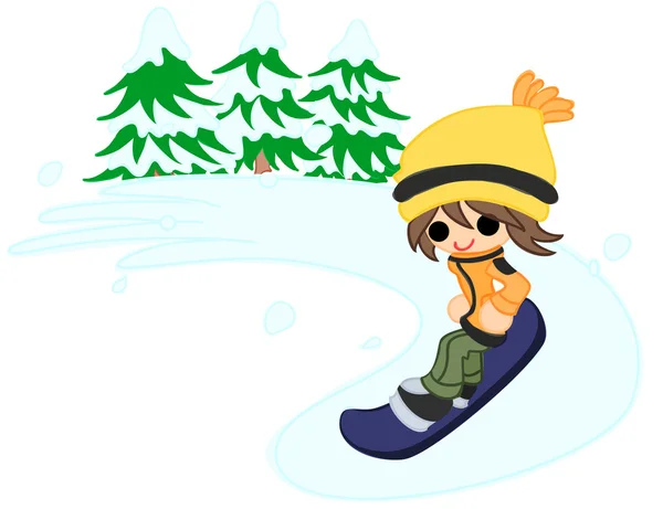 The boy who snowboards — Stock Vector